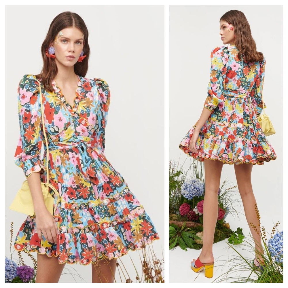 NEW Celia B Alia Floral Ruffle Puff Sleeve Mini Dress NWT